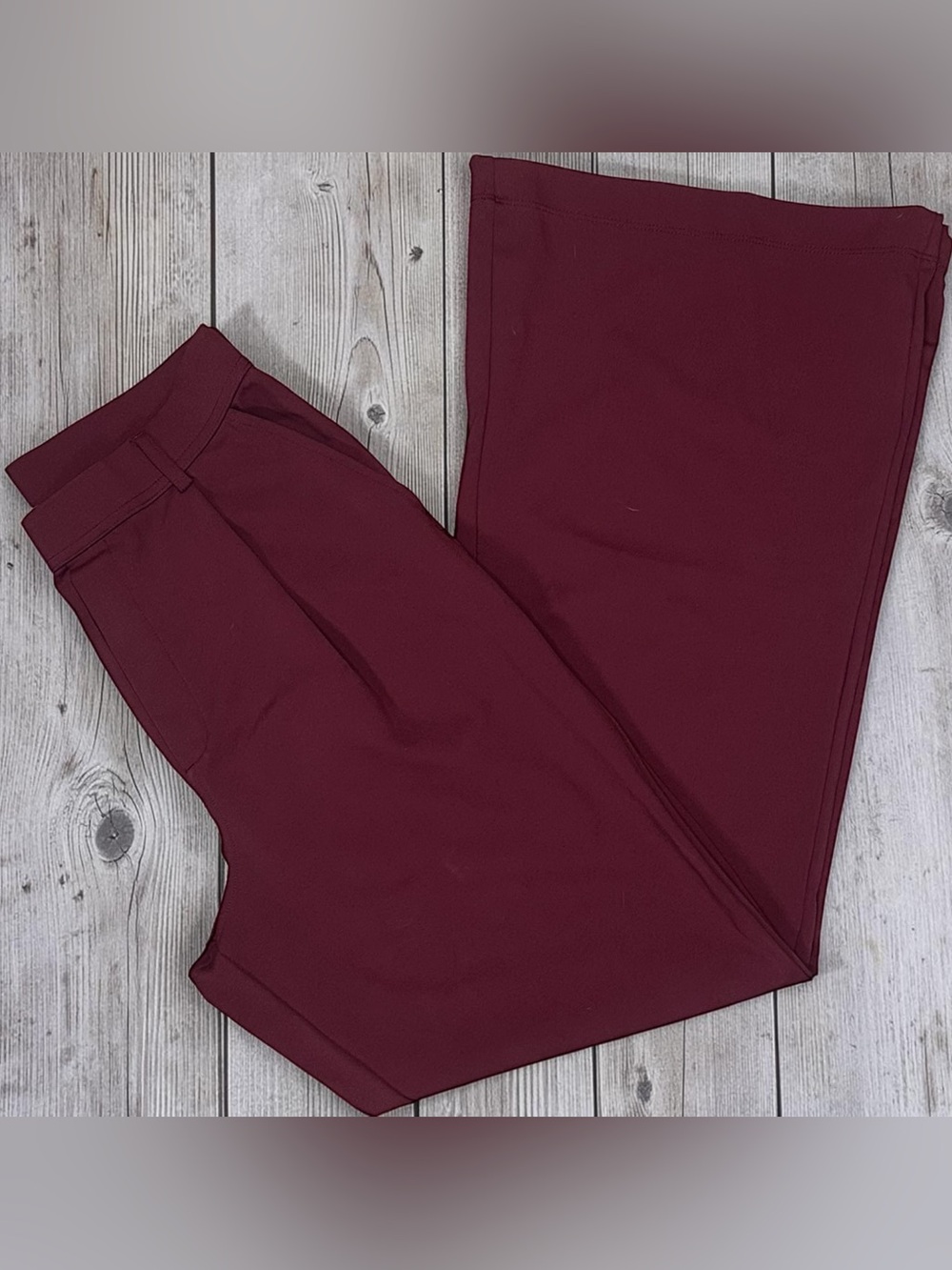 Halara M Tall Pleated Wide Leg Pants Burgundy Maroon High Waist Work Trousers